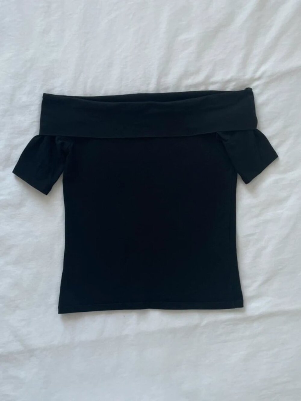 Vintage Y2K Black Only Off The Shoulder Short Sleeve Top Size XS